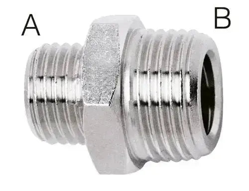 1/4" BSPP MALE X 1/2" BSPP MALE RED CONNECTOR PLATED - AK Valves Ltd