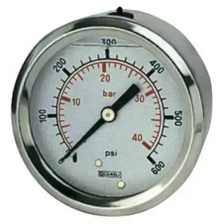 100mm Pressure Gauge SS Case Brass Internals 1/2" BSPP Back entry - AK Valves Ltd