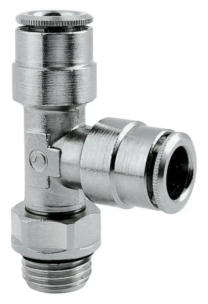 10MM OD TUBE X 1/4 BSPP MALE SWIVEL RUN TEE - AK Valves Ltd