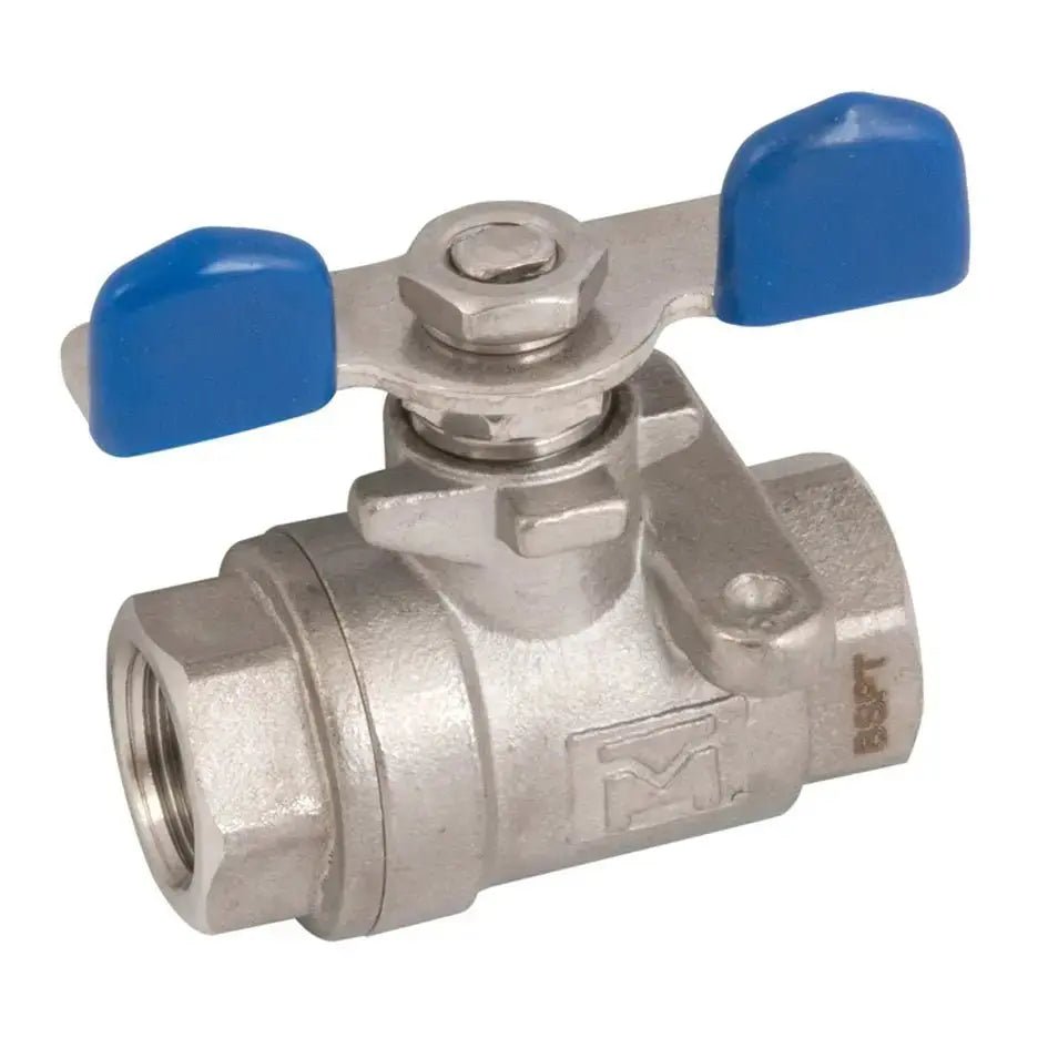 3/4" BSP 2 Piece SS Ball Valve Wing Handle - AK Valves Ltd