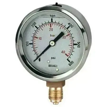 63mm Pressure Gauge SS Case Brass Internals 1/4" BSPP Bottom entry - AK Valves Ltd