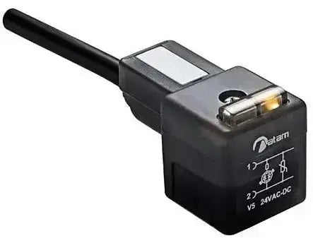 FORM A DIN CONNECTOR D/EARTH 18mm PIN SPACING 24V LED 3mCBL - AK Valves Ltd