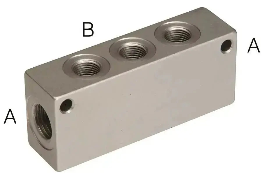 SINGLE SIDED MANIFOLD 1/2" BSP IN 3 X 3/8" BSP OUTLETS - AK Valves Ltd