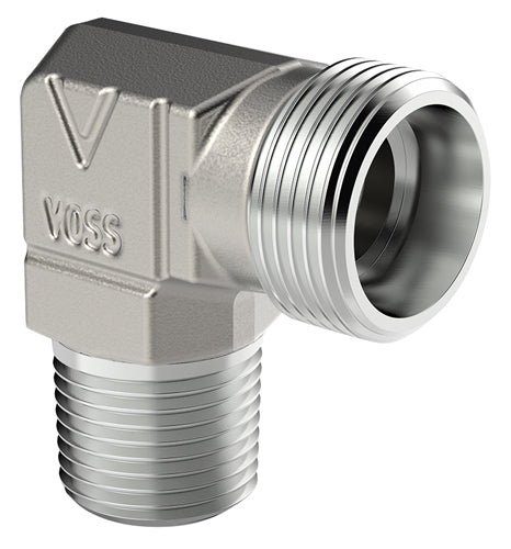 12MM OD X 1/2" NPT MALE STUD ELBOW LIGHT SERIES B/O VOSS