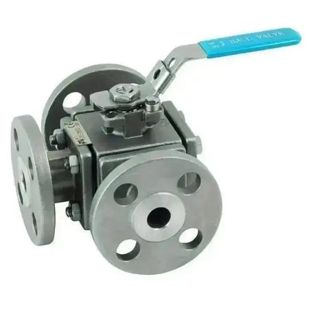 ANSI150 Flanged Stainless Steel 3 Way L Port Full Bore Ball Valve - AK Valves Ltd