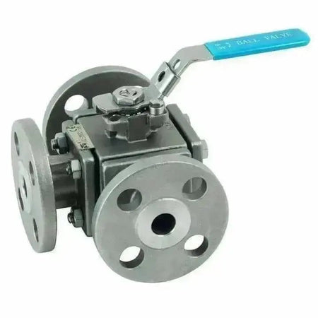 ANSI150 Flanged Stainless Steel 3 Way T Port Full Bore Ball Valve - AK Valves Ltd