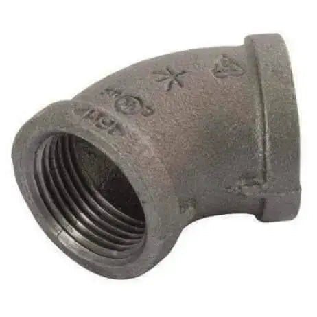 Black Malleable Iron 45° Equal Elbow Female x Female - AK Valves Ltd