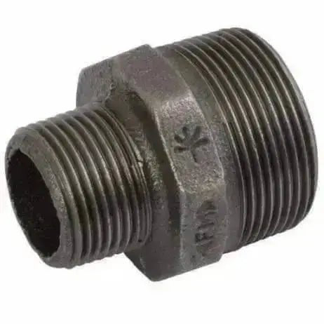 Black Malleable Iron Reducing Hex Nipple Male x Male - AK Valves Ltd