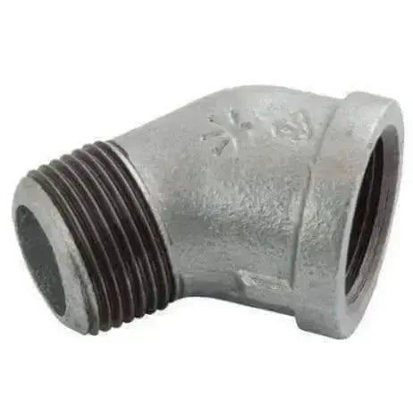 Galvanised Malleable Iron 45° Equal Elbow Male x Female - AK Valves Ltd