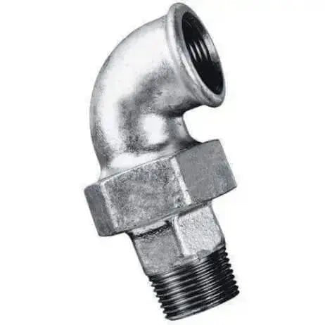 Galvanised Malleable Iron 90° Equal Union Elbow Male x Female - AK Valves Ltd