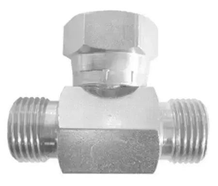 Hydraulic Male Run x Female Swivel Branch Tee BSPP - Zinc Plated Carbon Steel - AK Valves Ltd