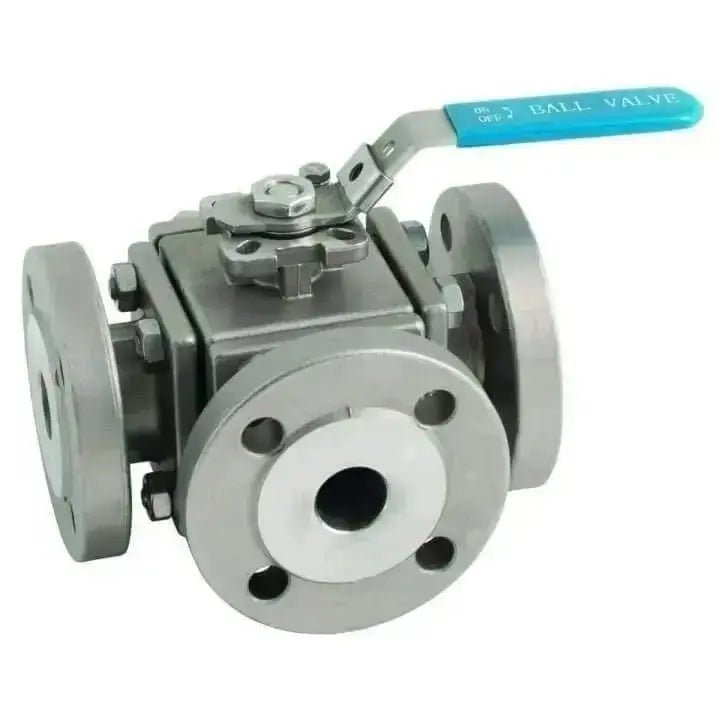 PN16 Flanged Stainless Steel 3 Way L Port Full Bore Ball Valve - AK Valves Ltd